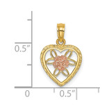 14k Two-Tone Heart w/ Flower Inside Charm