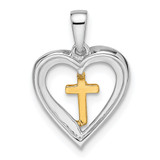 14k Two-tone Heart with Cross Diamond Pendant - PM-BE6372B2-3656