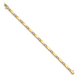 14k Two-tone Holds 1.13 carat 11-3.0mm Round Diamond Curved Bar Link 7 inch Tennis Bracelet Mounting