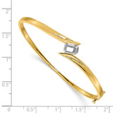 14k Two-tone Holds 3/4 carat 6x4mm Emerald-cut Stone Hinged Oval Bangle Bracelet Mounting