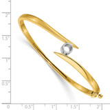 14k Two-tone Holds 3/8 carat 4.5mm Round Stone Hinged Oval Bangle Bracelet Mounting