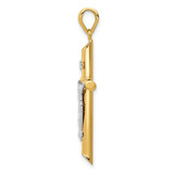 14k Two-tone Hollow Crucifix Pendant - K4-8F353A4A-8581