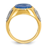 14k Two-tone IBGoodman Men's Blue Agate Complete Ring