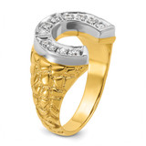 14k Two-tone IBGoodman Men's Horseshoe 1/5 carat Diamond Complete Ring