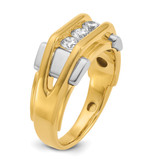 14k Two-tone IBGoodman Men's Polished 3-Stone 1/2 Carat AA Quality Diamond Ring