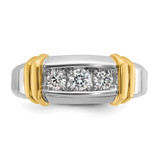 14k Two-tone IBGoodman Men's Polished 3-Stone Ring Mounting - B6-27BC56DB-2255