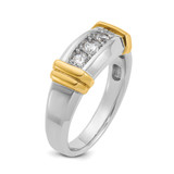 14k Two-tone IBGoodman Men's Polished 3-Stone Ring Mounting - B6-27BC56DB-2255