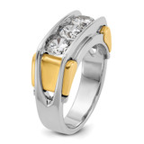 14k Two-tone IBGoodman Men's Polished 3-Stone Ring Mounting - B6-5F59EDA8-4490