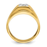 14k Two-tone IBGoodman Men's Polished and Satin 1/6 carat Diamond Complete Ring