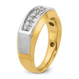 14k Two-tone IBGoodman Men's Polished and Satin 2-Row 1/2 Carat AA Quality Diamond Ring