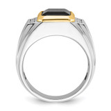 14k Two-tone IBGoodman Men's Polished and Satin Onyx and 1/10 carat Diamond Complete Ring