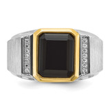 14k Two-tone IBGoodman Men's Polished and Satin Onyx and 1/10 carat Diamond Complete Ring
