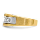14k Two-tone IBGoodman Men's Polished Satin & Grooved Ring Mounting