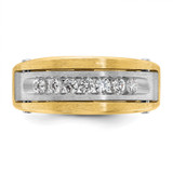 14k Two-tone IBGoodman Men's Polished Satin & Grooved Ring Mounting