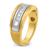 14k Two-tone IBGoodman Men's Polished Satin & Grooved Ring Mounting