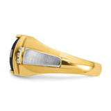 14k Two-tone IBGoodman Men's Satin Onyx and 1/10 carat Diamond Complete Ring
