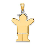 14k Two-Tone Large Boy with Hat on Left Engravable Charm - XK-F60989ED-4112
