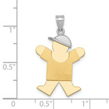 14k Two-Tone Large Boy with Hat on Right Engravable Charm - XK-2BC80104-9537