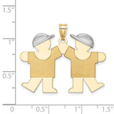 14k Two-Tone Large Double Boys Engravable Charm - XK-E824160A-8249