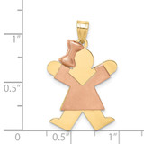 14k Two-Tone Large Girl w/Bow on Left Engravable Charm - XK-7532CC25-8762