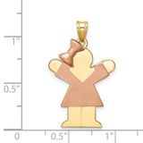 14k Two-Tone Large Girl w/Bow on Left Engravable Charm - XK-A162CFBD-3010