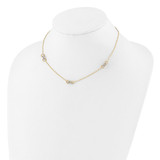 14K Two-tone Linked and Beaded Circles 3-Station 16 inch Necklace Plus 2 inch Extender