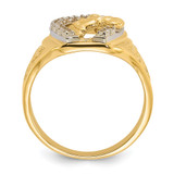 14k Two-Tone Mens Horseshoe with Horse in Center Ring Mounting