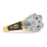 14k Two-tone Men's Polished and Textured with Black Enamel and AA Quality Diamond Masonic Ring - Y4-606AAF23-7648