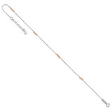 14K Two-Tone Mirror Beaded 4-Station 9 inch Anklet Plus 1 inch Heart Dangle Extender