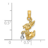 14k Two-Tone Moveable 3-D Bunny Rabbit Charm