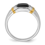 14k Two-tone Onyx and Diamond Mens Ring - RM-9CC38B37-2945