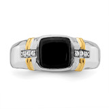 14k Two-tone Onyx and Diamond Mens Ring - RM-9CC38B37-2945