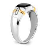 14k Two-tone Onyx and Diamond Mens Ring - RM-9CC38B37-2945