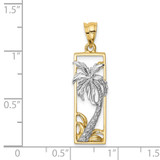 14K Two-tone Palm Tree Pendant - D4-7FB53227-1924
