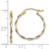 14k Two-tone Polished 1.8mm Twisted Hoop Earrings - TC-5780B189-9068