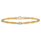 14K Two-tone Polished 3.6mm Fancy Beaded 5-Station 7.5 inch Bracelet