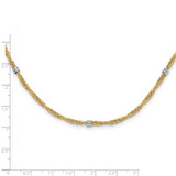 14K Two-tone Polished 3.8mm Fancy Beaded 7-Station 18 inch Necklace
