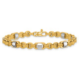 14k Two-tone Polished 5mm Fancy Link 7.5 inch Bracelet