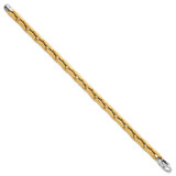 14k Two-tone Polished 6.75mm Fancy Cable Link 7.25 inch Bracelet