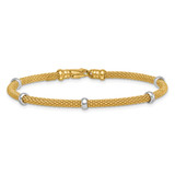 14k Two-tone Polished 7.5mm Fancy Mesh With Bead 7.25 inch Bracelet