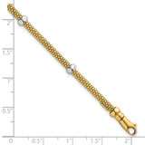 14k Two-tone Polished 7.5mm Fancy Mesh With Bead 7.25 inch Bracelet
