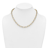 14k Two-tone Polished 7mm Fancy Oval Chain 17.75 inch Necklace