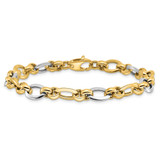 14K Two-tone Polished 8.2mm Fancy Link 7.75 inch Bracelet