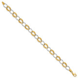 14K Two-Tone Polished 8mm Fancy Open Curb Link 7.5 inch Bracelet