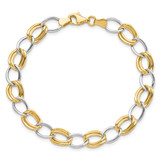 14K Two-Tone Polished 8mm Fancy Open Curb Link 7.5 inch Bracelet