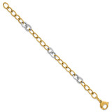 14k Two-tone Polished 9.75mm Fancy Circle Cable Chain 7.5 inch Bracelet