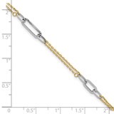 14K Two-tone Polished and Diamond-cut 3-Station 6.5 inch Bracelet Plus 0.75 inch Extender