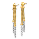 14K Two-tone Polished and Diamond-cut Beaded Dangle Post Earrings