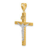 14K Two-tone Polished and Diamond-cut Crucifix Pendant - C4-3DA18D1B-3030