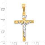14K Two-tone Polished and Diamond-cut Crucifix Pendant - C4-3DA18D1B-3030